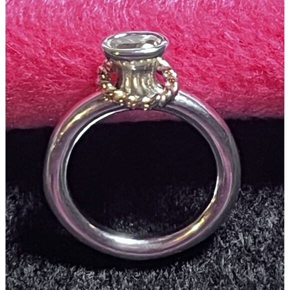 Pandora Sterling Silver & 14k Gold Halo Ring Gift Bag And Cloth Size 6 - Picture 2 of 10